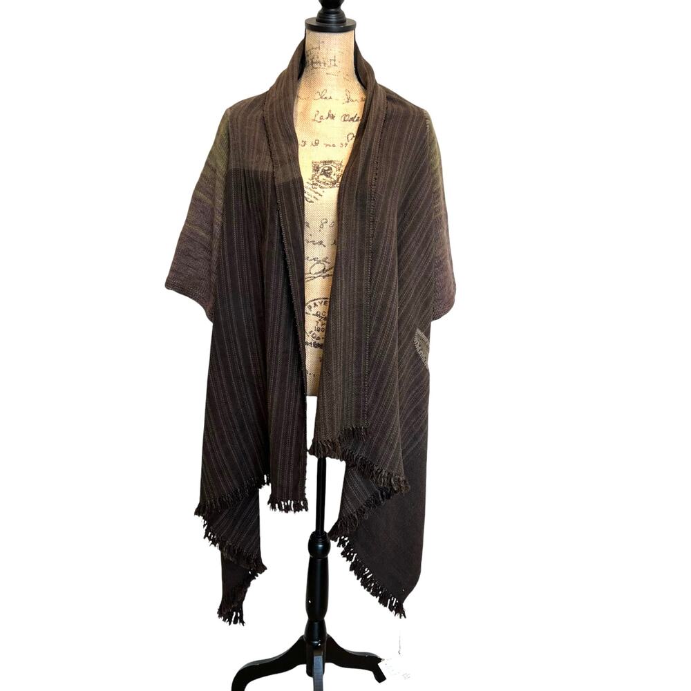Peoli Hand Spun & Knit Wool Cardigan Brown Women's OS NWT